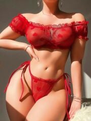 Red Transparent Fantasy Bra Set NightLight 3668
