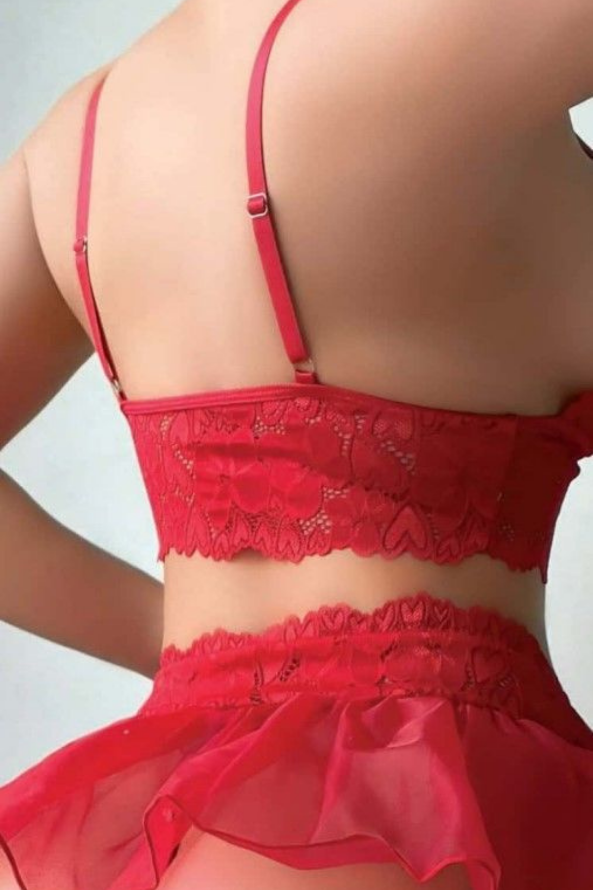 Red Lace Detail Erotic Suit NighLight 3679