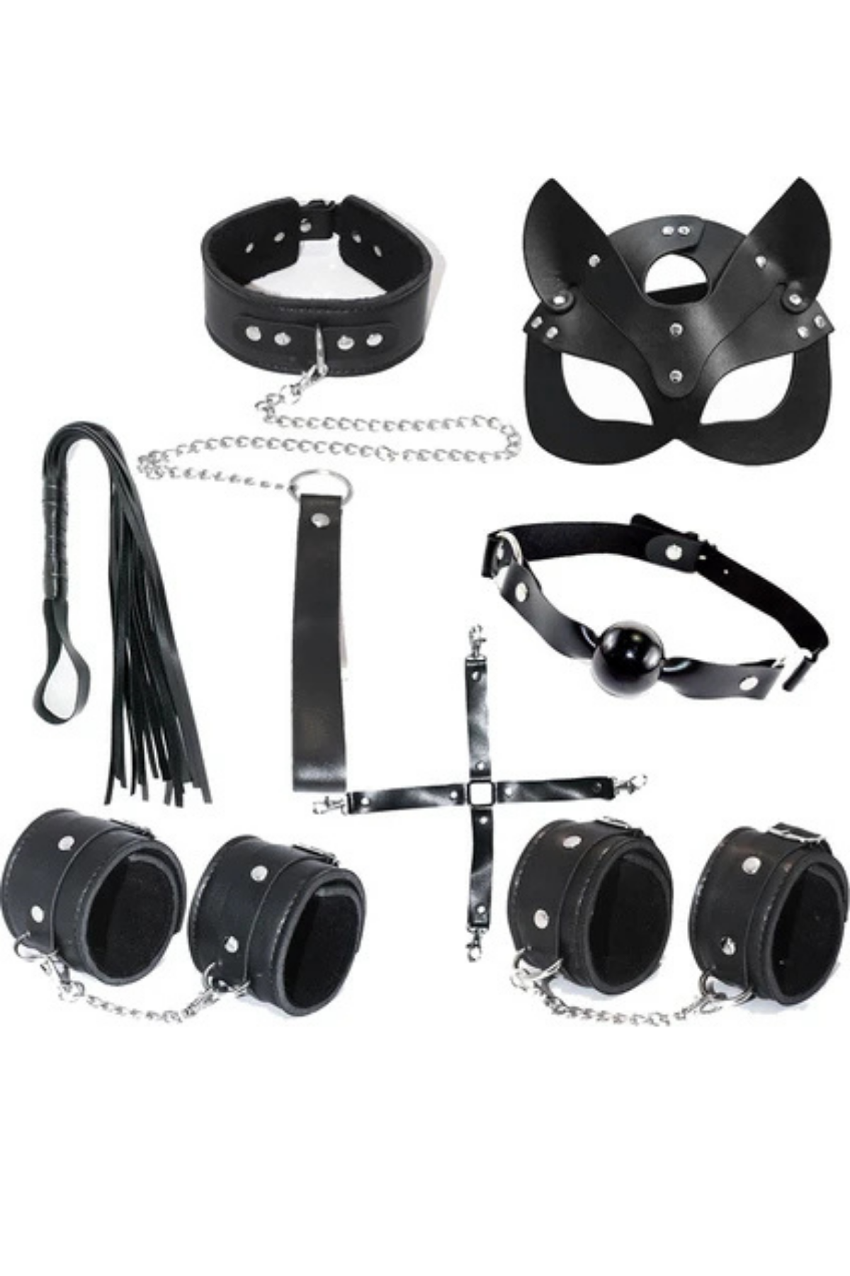 Siyah Deri Erotik BDSM Full Set