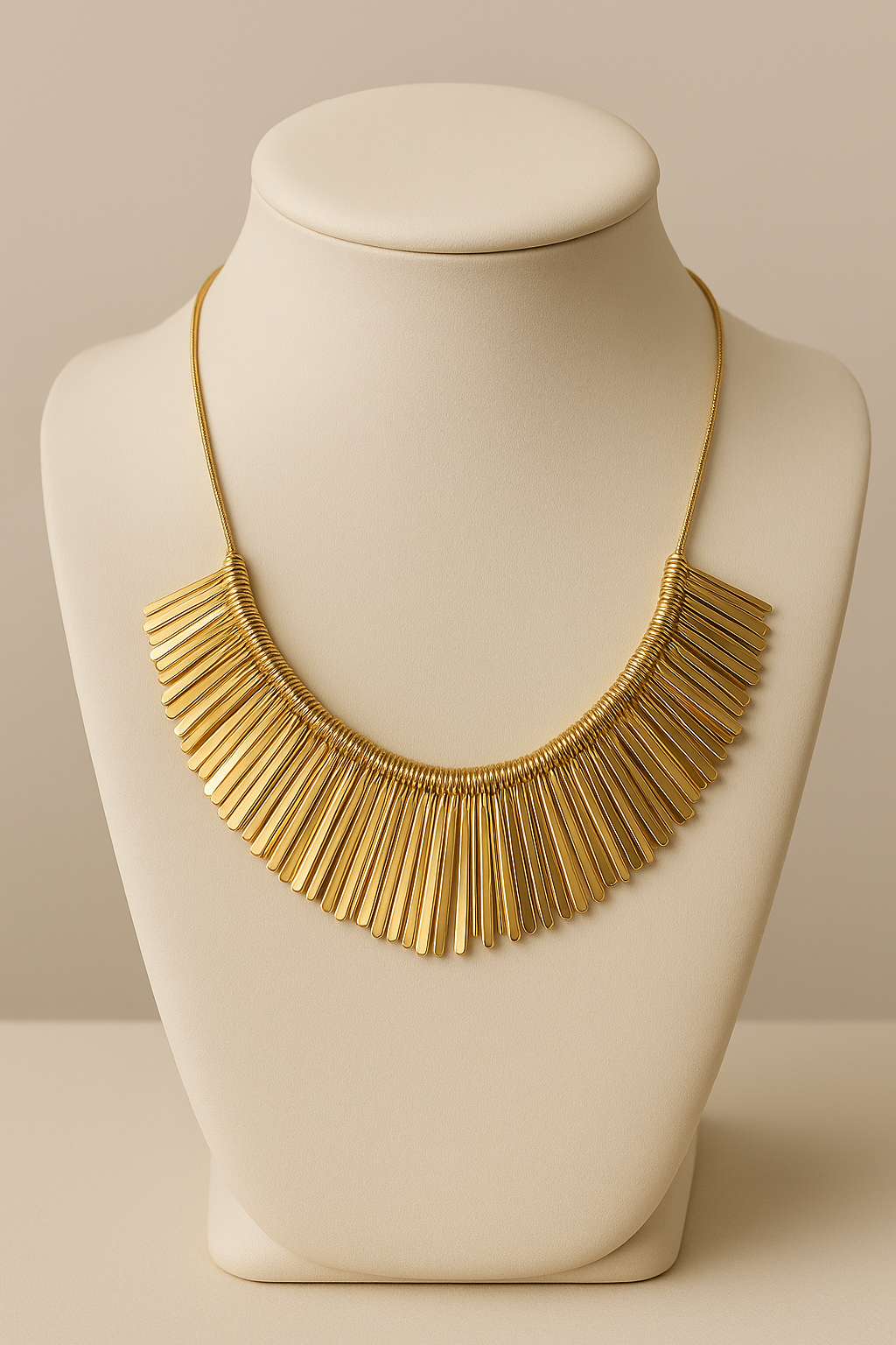 Altın rengi metal püskül yaka kolye