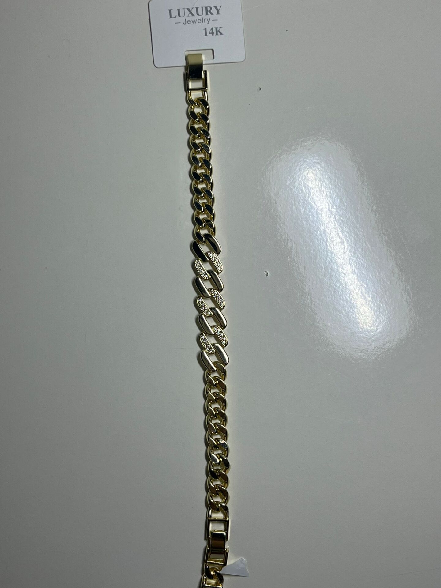 Zirkon Taşlı Gold Kalın Zincir Bileklik