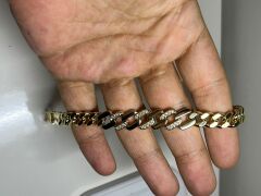 Zirkon Taşlı Gold Kalın Zincir Bileklik