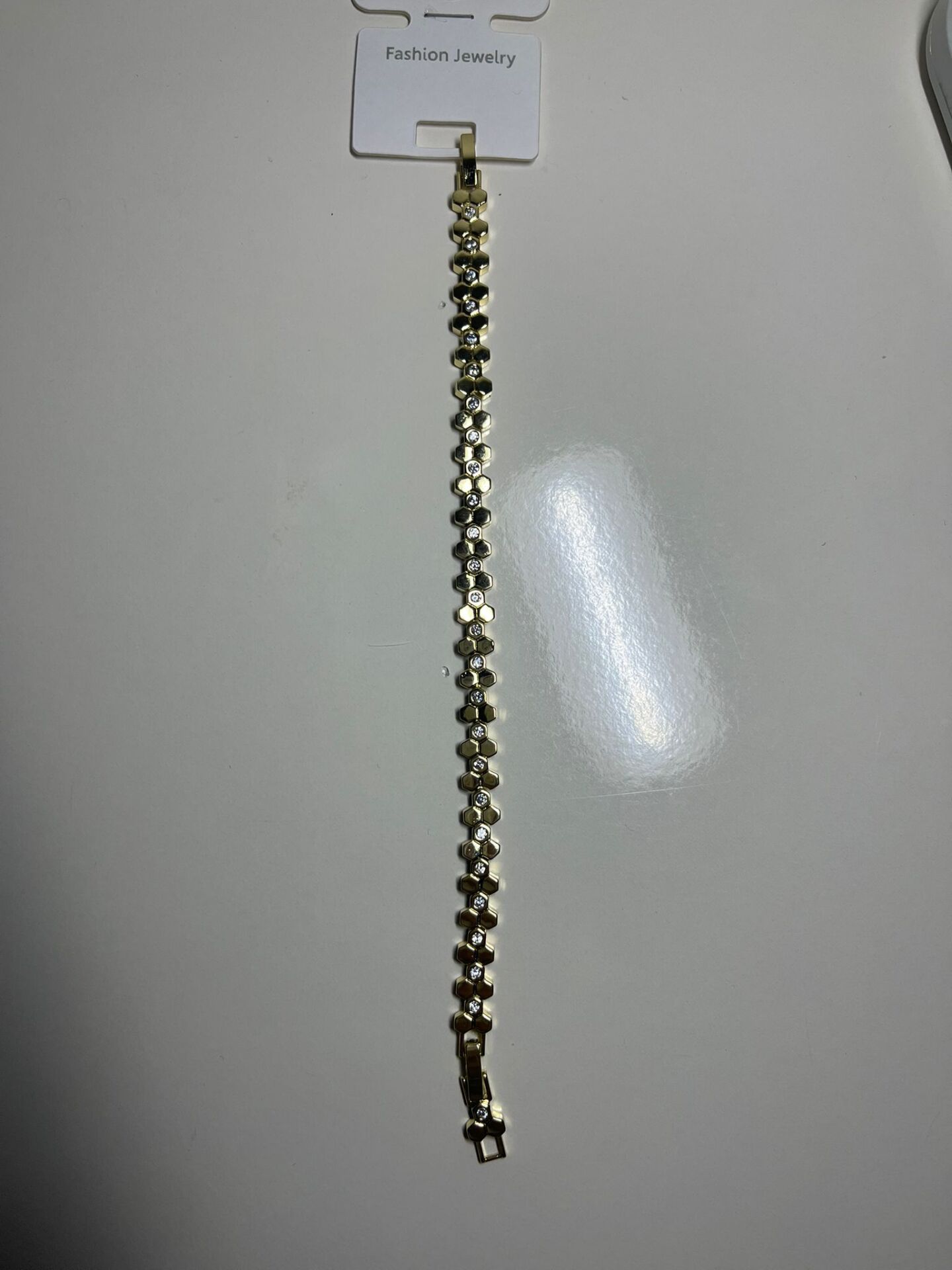 Altıgen Taşlı Gold Bileklik