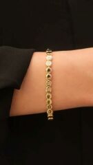 Yuvarlak Formlu Gold Kaplama Kadın Bileklik – Zarif, Şık ve Işıltılı Tasarım