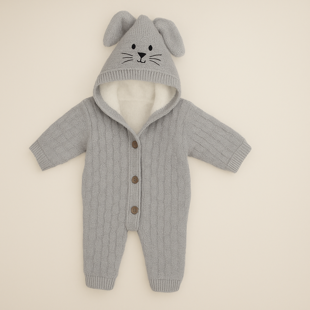 Welsoft Astarlı Tavşan Kulaklı Triko Bebek Tulum