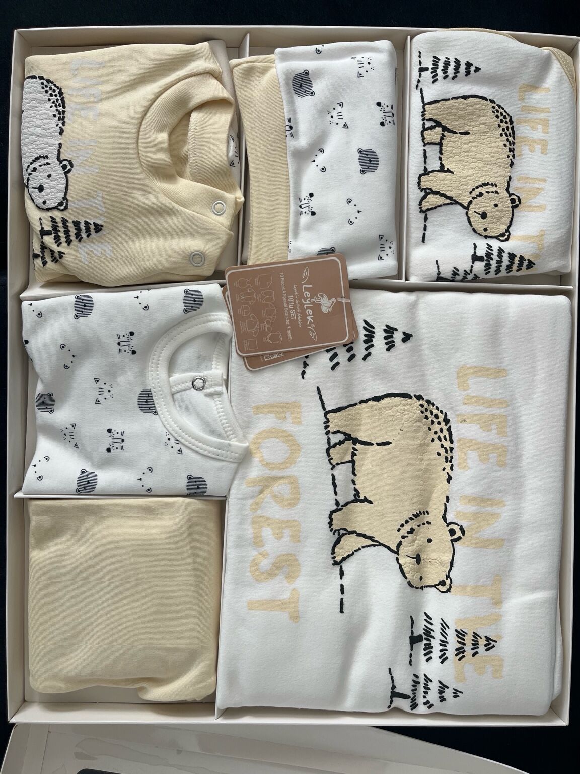 Ayıcık Baskılı 10’lu Yenidoğan Zıbın Seti