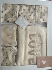 LOVE Nakışlı 10’lu Yenidoğan Bebek Zıbın Seti