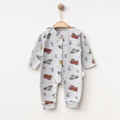 Araç Desenli Kabartmalı Yumuşak Bebek Tulum – 0-3 Ay – 3-6 Ay – 6-9 Ay