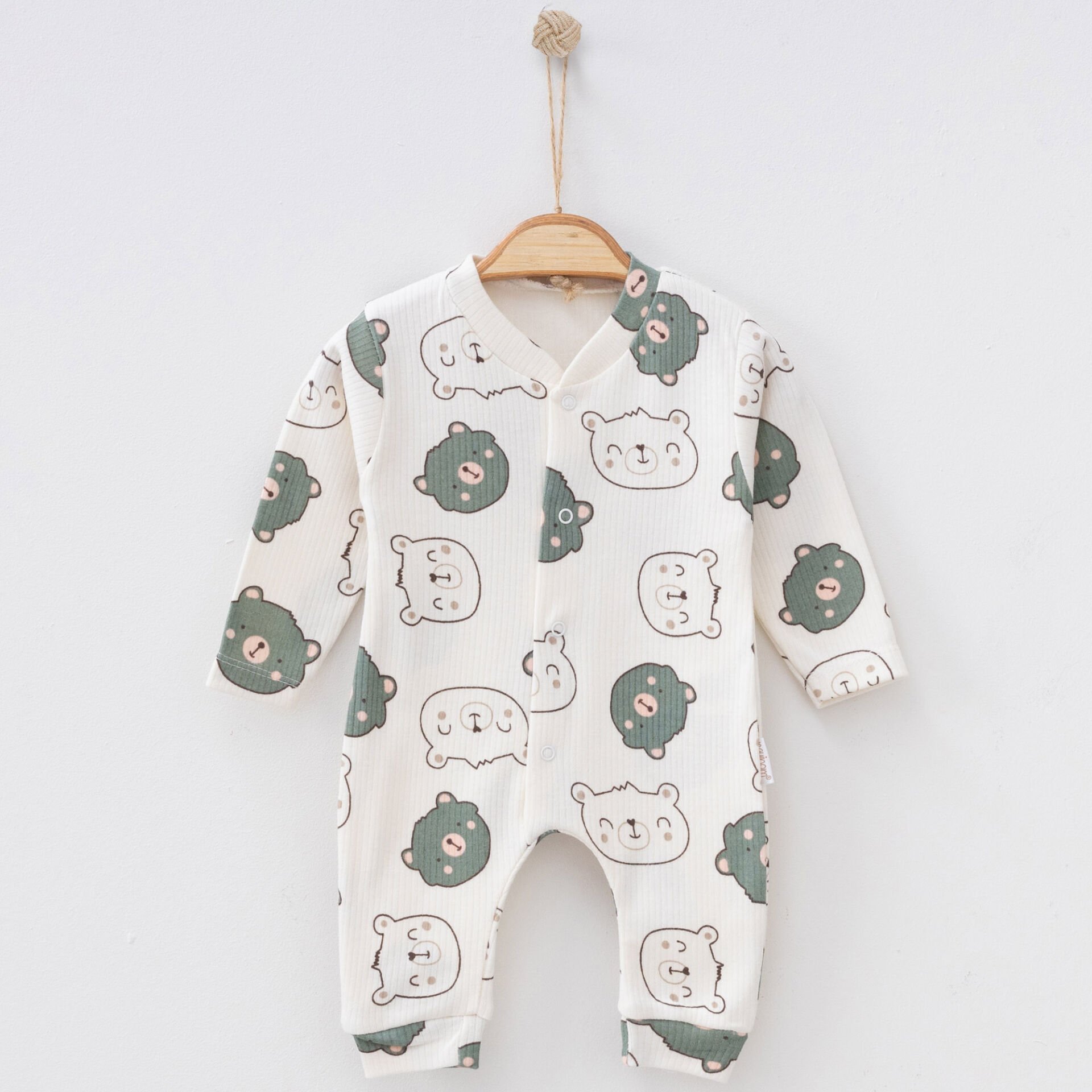 Ayıcık Desenli Kabartmalı Yumuşak Bebek Tulum – 0-3 Ay – 3-6 Ay – 6-9 Ay