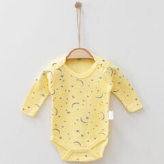 Ay–Yıldız Desenli Uzun Kollu Yumuşak Bebek Badi – 0-3 Ay – 3-6 Ay – 6-9 Ay – 9-12 Ay