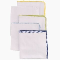 Bebek Ağız Mendili 4’lü Set – %100 Pamuk Yumuşak Dokulu, Renkli Kenar İşlemeli