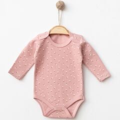 Çiçek Desenli Kabartmalı Uzun Kollu Yumuşak Bebek Badi – 0-3 Ay – 3-6 Ay – 6-9 Ay – 9-12 Ay