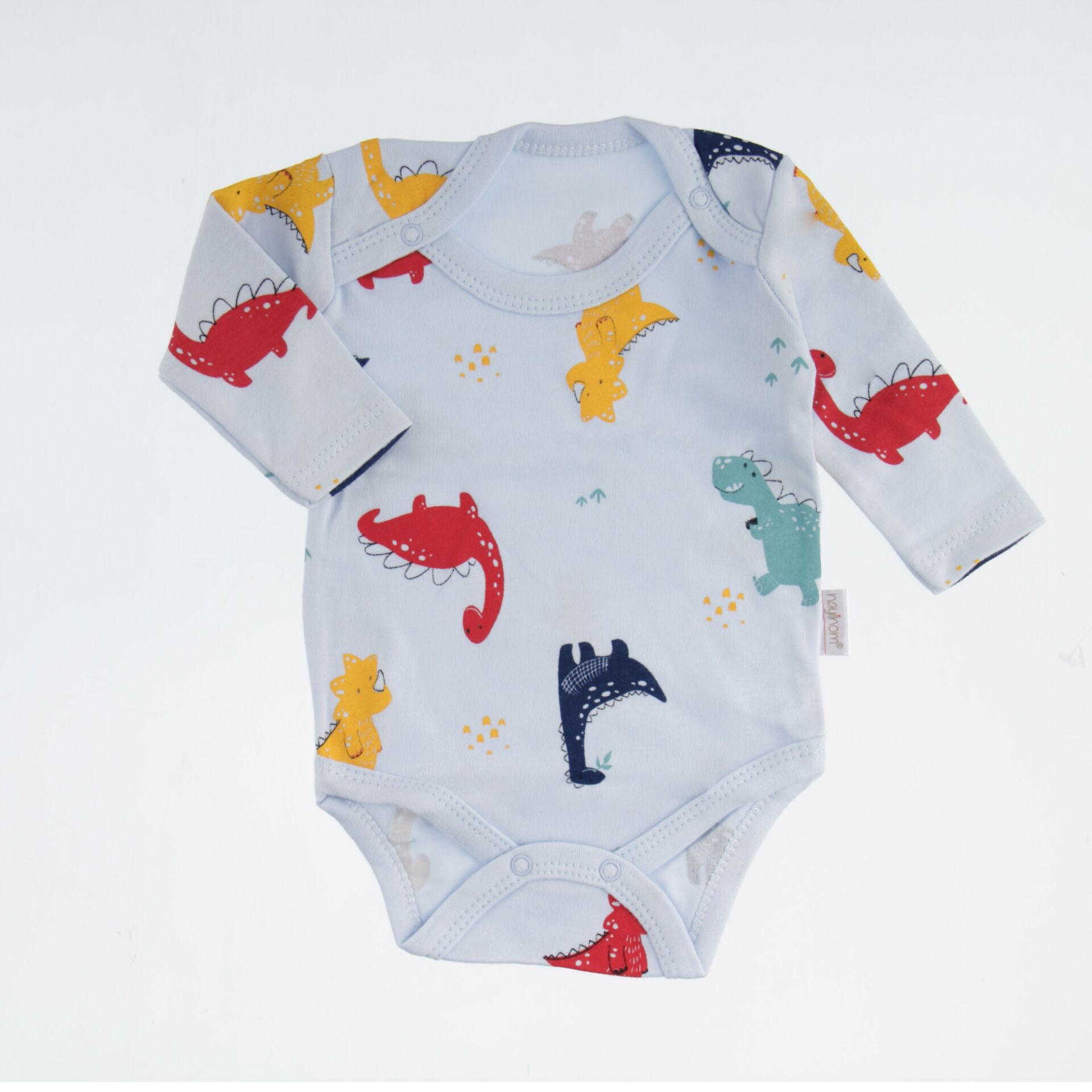 Dinozor Desenli Uzun Kollu Yumuşak Bebek Badi – 0-3 Ay – 3-6 Ay – 6-9 Ay – 9-12 Ay