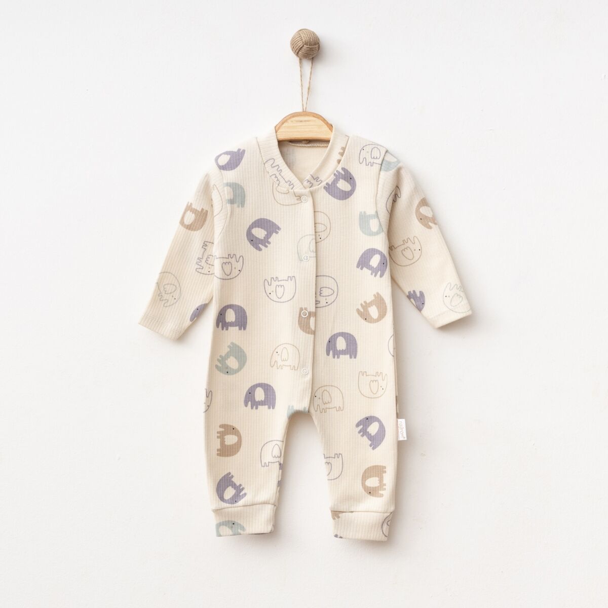 Fil Desenli Kabartmalı Yumuşak Bebek Tulum – 3 Ay – 6 Ay – 9 Ay – 12 Ay