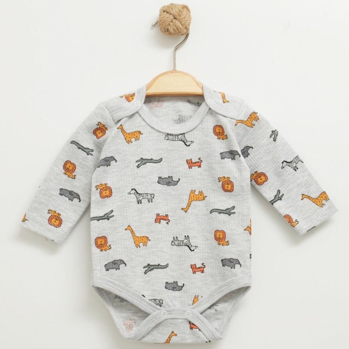 Hayvan Figürlü Uzun Kollu Yumuşak Unisex Bebek Badi – 0-3 Ay – 3-6 Ay – 6-9 Ay – 9-12 Ay