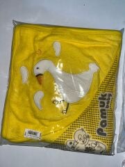 Kapüşonlu Ördek Nakışlı Bebek Havlusu 80x80 – Yumuşak Pamuksu Banyo Havlusu – Unisex