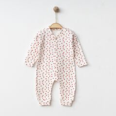 Mini Çilek Desenli Kabartmalı Yumuşak Bebek Tulum – 0-2 Ay – 2-4 Ay – 4-6Ay