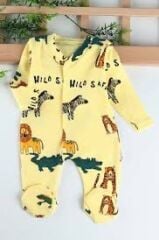 Safari Hayvan Desenli Yumuşak Bebek Tulum – 0-3 Ay – 3-6 Ay – 6-9 Ay
