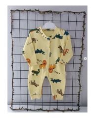 Safari Hayvan Desenli Yumuşak Bebek Tulum – 0-3 Ay – 3-6 Ay – 6-9 Ay