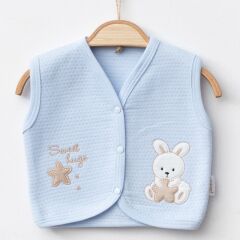 Sweet Hugs Tavşan Nakışlı Unisex Bebek Yeleği – 3-6-912 Ay