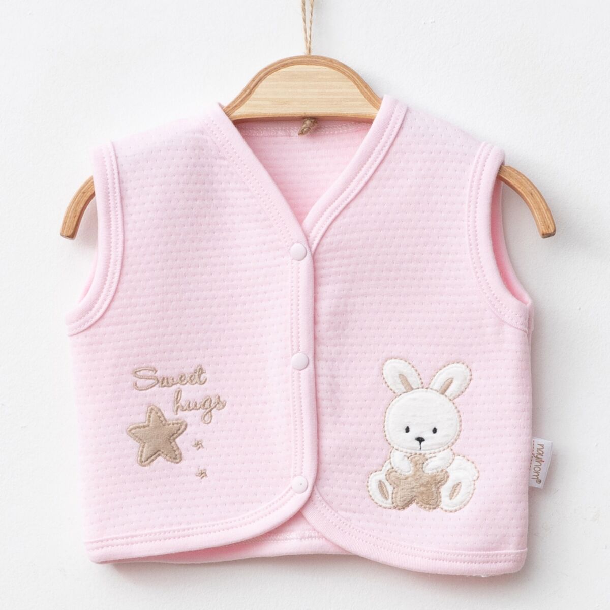 Sweet Hugs Tavşan Nakışlı Unisex Bebek Yeleği – 3-6-912 Ay