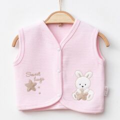 Sweet Hugs Tavşan Nakışlı Unisex Bebek Yeleği – 3-6-912 Ay