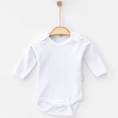 Pamuklu Uzun Kollu Ribana Bebek Body – Çıtçıtlı Kolay Giydirme 3-6-9 AY