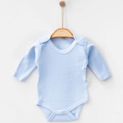 Pamuklu Uzun Kollu Ribana Bebek Body – Çıtçıtlı Kolay Giydirme 3-6-9 AY