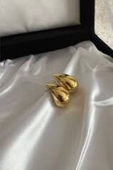 Küçük Gold Damla Küpe – Parlak Metal Minimal & Şık Kadın Küpe
