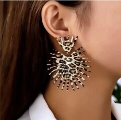 Leopar Desenli Büyük Tasarım Küpe – Gösterişli, Işıltılı, Trend Statement Kadın Küpe