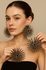 Leopar Desenli Büyük Tasarım Küpe – Gösterişli, Işıltılı, Trend Statement Kadın Küpe