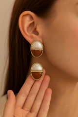 Oval Taş Detaylı Küpe – Gold Çerçeveli Şık ve Zarif Tasarım, Günlük & Özel Gün Kadın Küpe