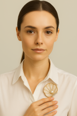 İnci Detaylı Deniz Kabuğu Broş – Gold Şık ve Zarif Broş Modeli