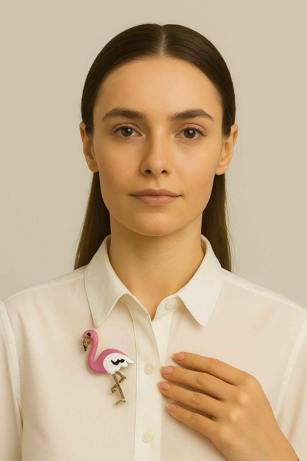 Pembe Flamingo Broş – Renkli Şık Tasarım Aksesuar  Taş Detaylı Flamingo Broş