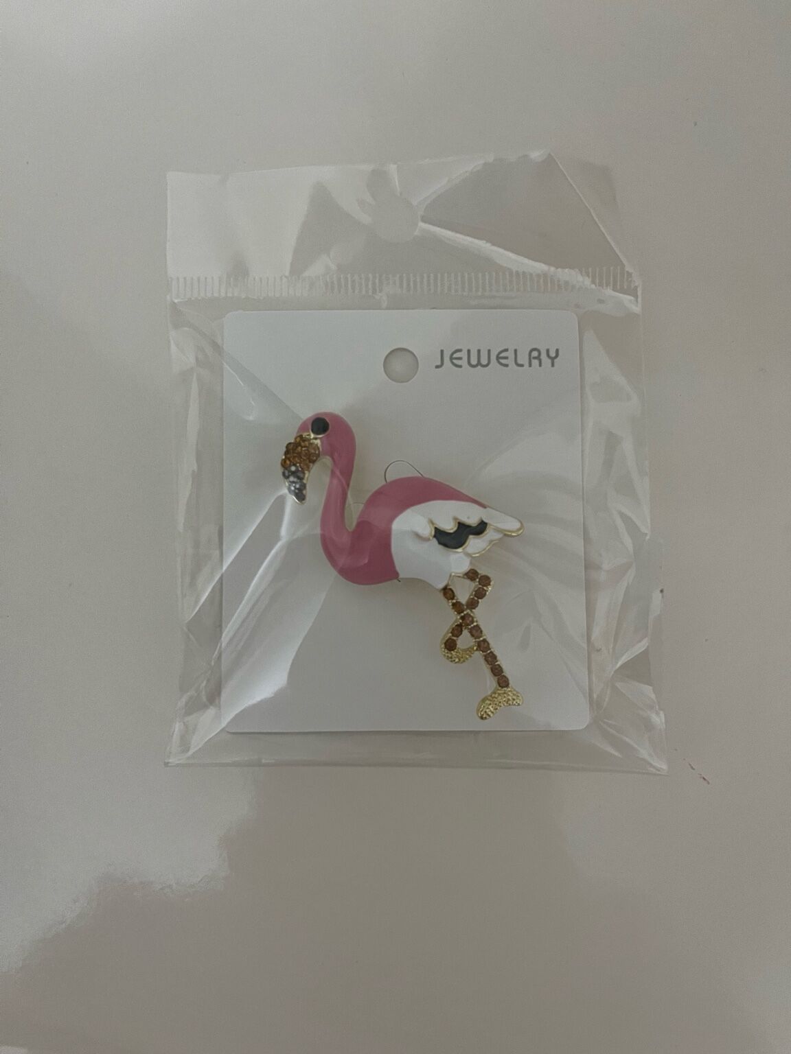Pembe Flamingo Broş – Renkli Şık Tasarım Aksesuar  Taş Detaylı Flamingo Broş