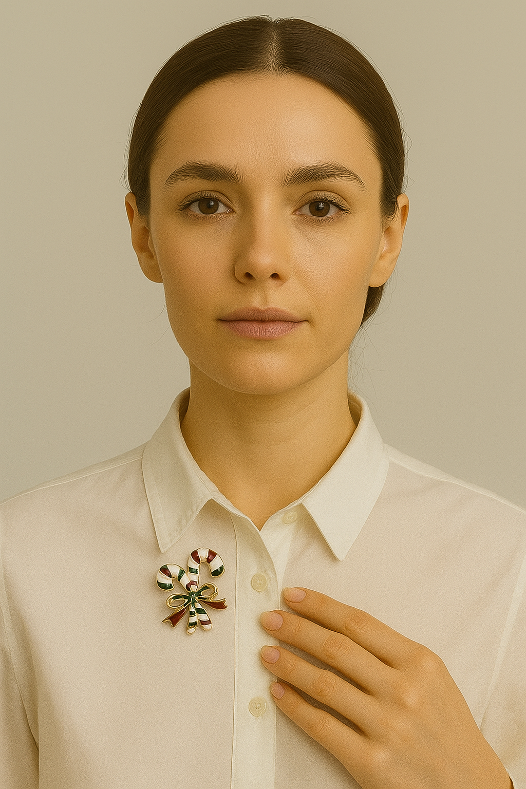 Yılbaşı Şeker Kamışı Broş – Renkli Enamel Gold Noel Broşu