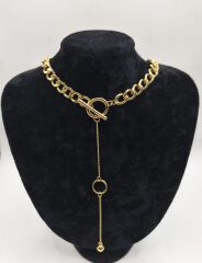 Altın Renk Halka Detaylı Tokalı Zincir Kolye – Modern Kadın Kolye Modeli