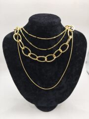 Üç Katlı Altın Renk Zincir Kadın Kolye – Trend Katmanlı Kolye Modeli