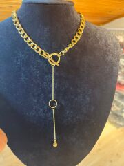 Gold Halka Detaylı Kalın Zincir Tasarım Kolye – Modern & Şık