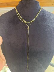 Gold Üç Sıra Detaylı Y Kolye – Modern & Şık Tasarım