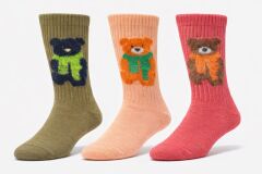 3’lü Ayıcık Desenli Unisex Soket Çorap Seti Peluş Detaylı Renkli Çorap 36-40 numara ile uyumludur