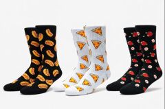 3’lü Desenli Unisex Çorap Seti Pizza Hot Dog Çilek Desenli Soket Çorap 36-40 numara ile uyumludur