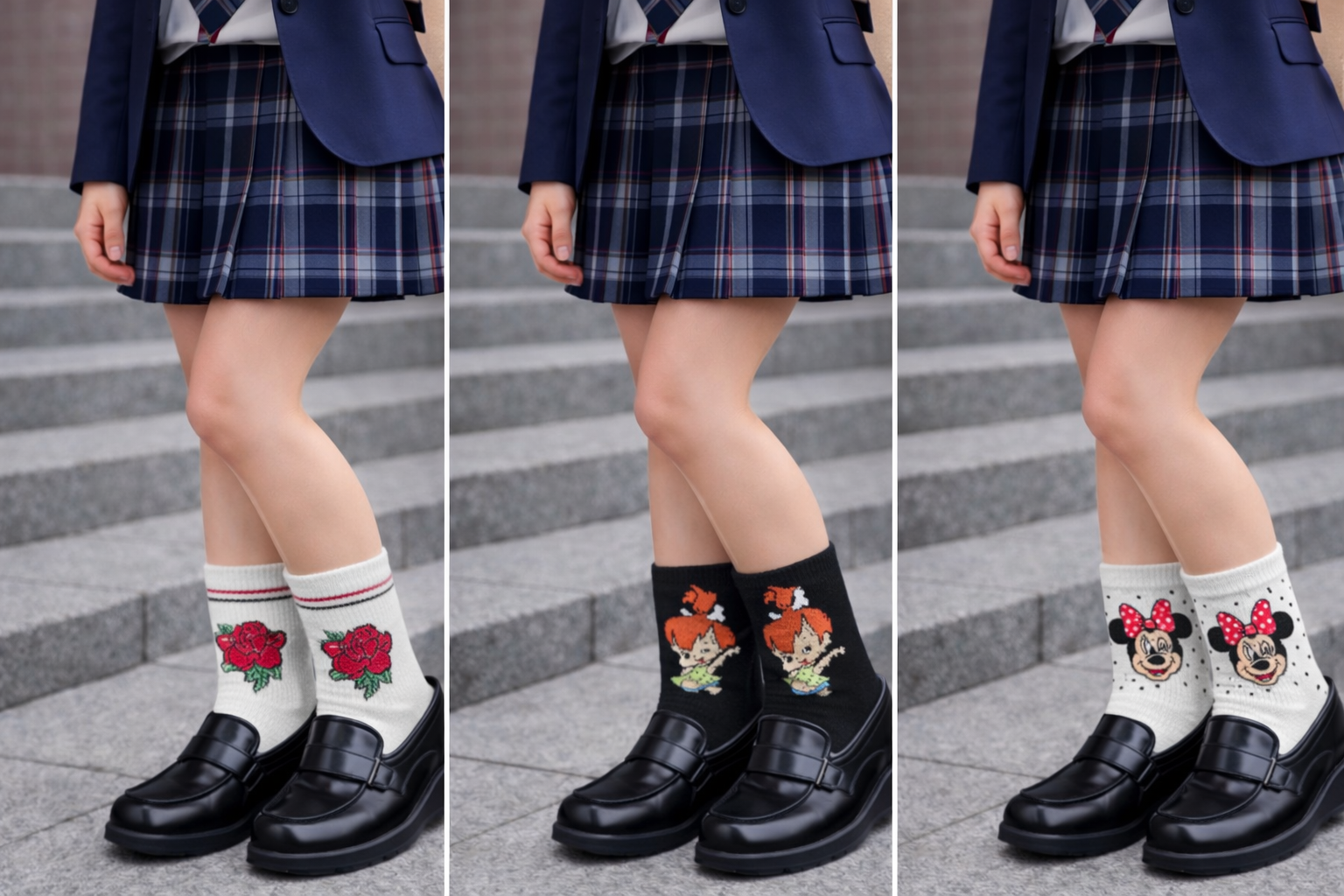 3’lü Desenli Unisex Soket Çorap Seti Gül ve  Figürlü Baskılı Çorap 36-40