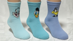 3’lü  Figürlü Unisex Soket Çorap Seti Mavi Tonlar Desenli Günlük Çorap 36-40