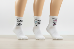 3’lü Unisex Yazılı Çorap Seti Beyaz Soket Çorap 36-40