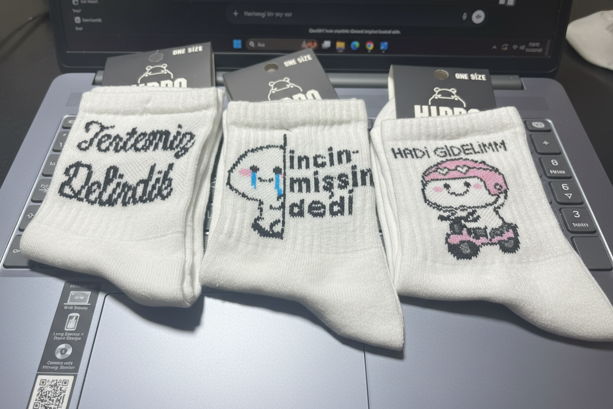 3’lü Unisex Yazılı Çorap Seti Beyaz Soket Çorap 36-40