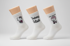 3’lü Unisex Yazılı ve Figürlü Soket Çorap Seti Beyaz  Günlük Çorap