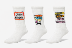 3’lü Yazılı Desenli Unisex Soket Çorap Seti  Baskılı 36-40