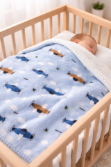 Uçak Desenli Welsoft Bebek Battaniyesi