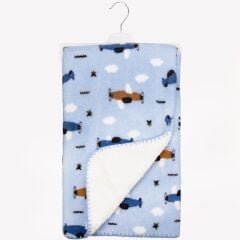 Uçak Desenli Welsoft Bebek Battaniyesi